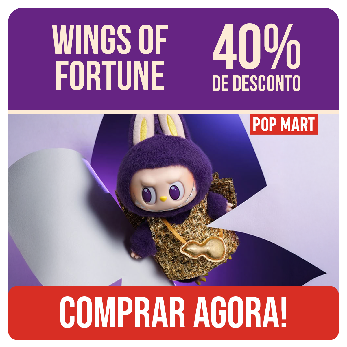 Coleção Raríssima Labubu Wings Of Fortune| 40% de Desconto!